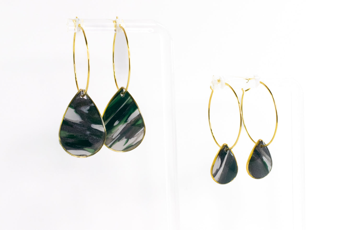 Raindrop Hoop - Green/Silver/White